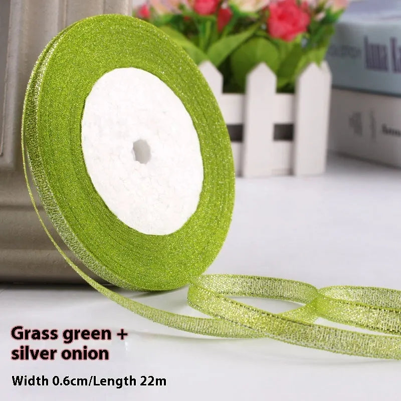 Polyester gift wrapping ribbon roll in selected colour, 0.6cm width, 22 metres long