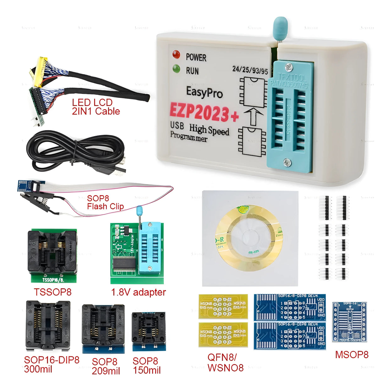EZP2023 high-speed programmer automotive fault detector with USB cable and chip socket
