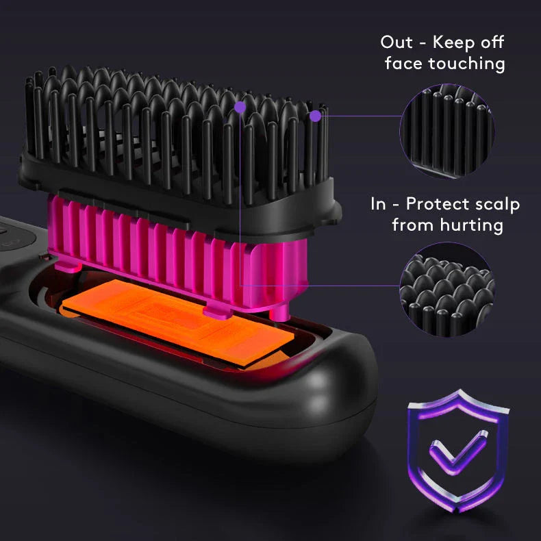 Cordless Hair Straightener Brush with Wireless Design, Advanced Heating Technology, and High-Capacity Battery for Effortless Salon-Quality Styling