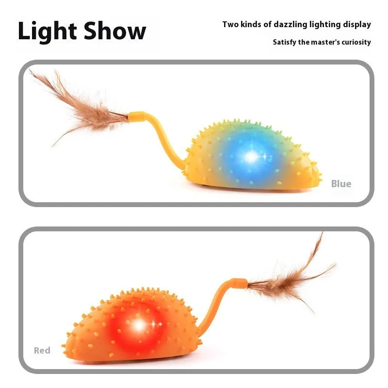 Remote control silicone mouse cat toy with feather attachment in three colour options