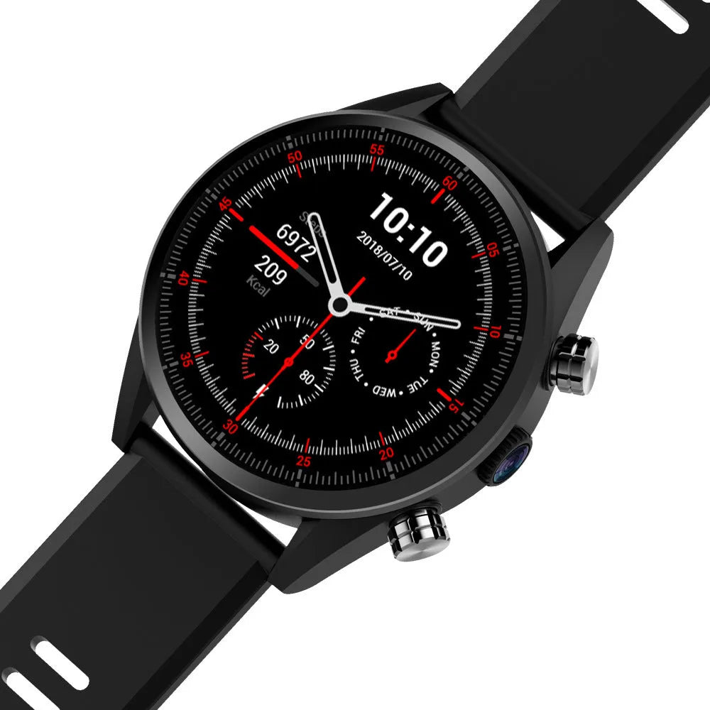 All netcom 4G smart watch in black with heart rate and blood pressure monitoring on touch TFT screen