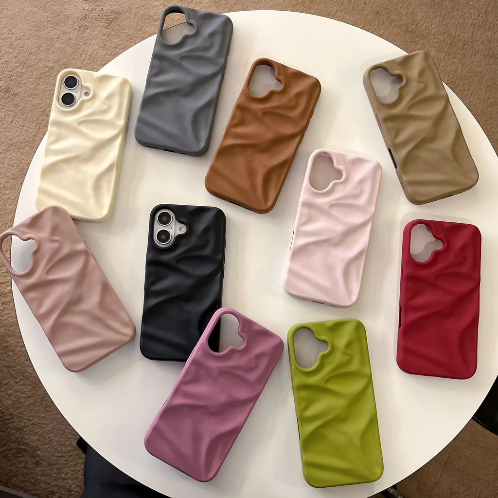 High-grade three-dimensional pleated silicone phone case in oil injection colour for iPhone, soft shell design