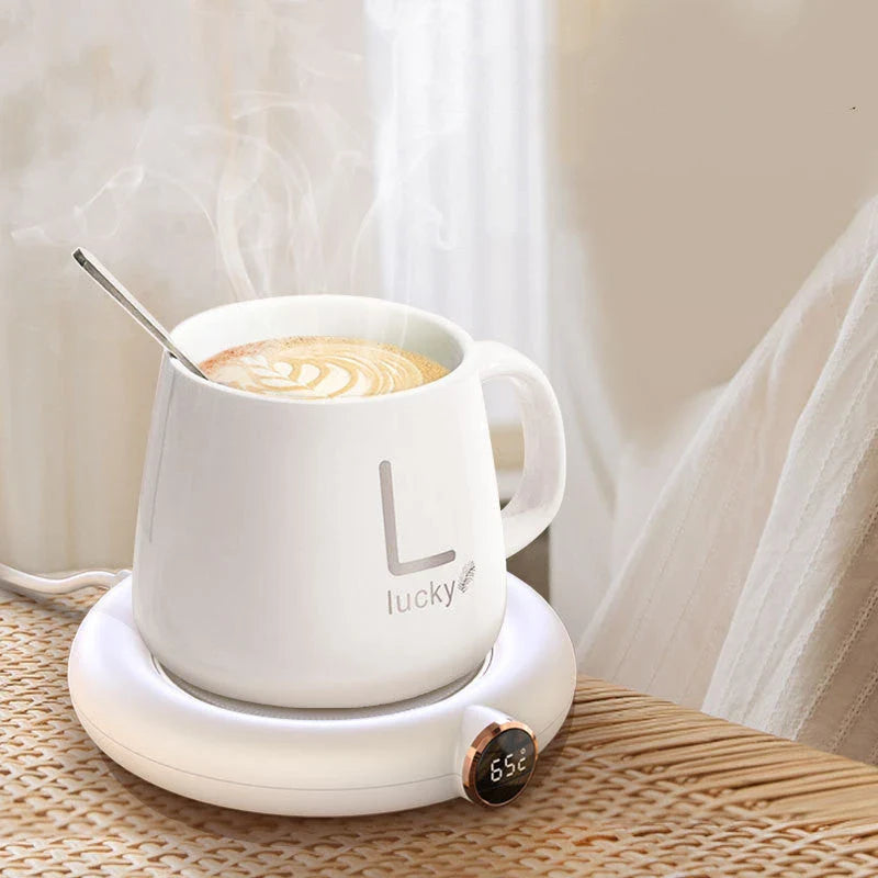 Sleek coffee warmer pad with consistent heating to keep drinks hot and flavorful