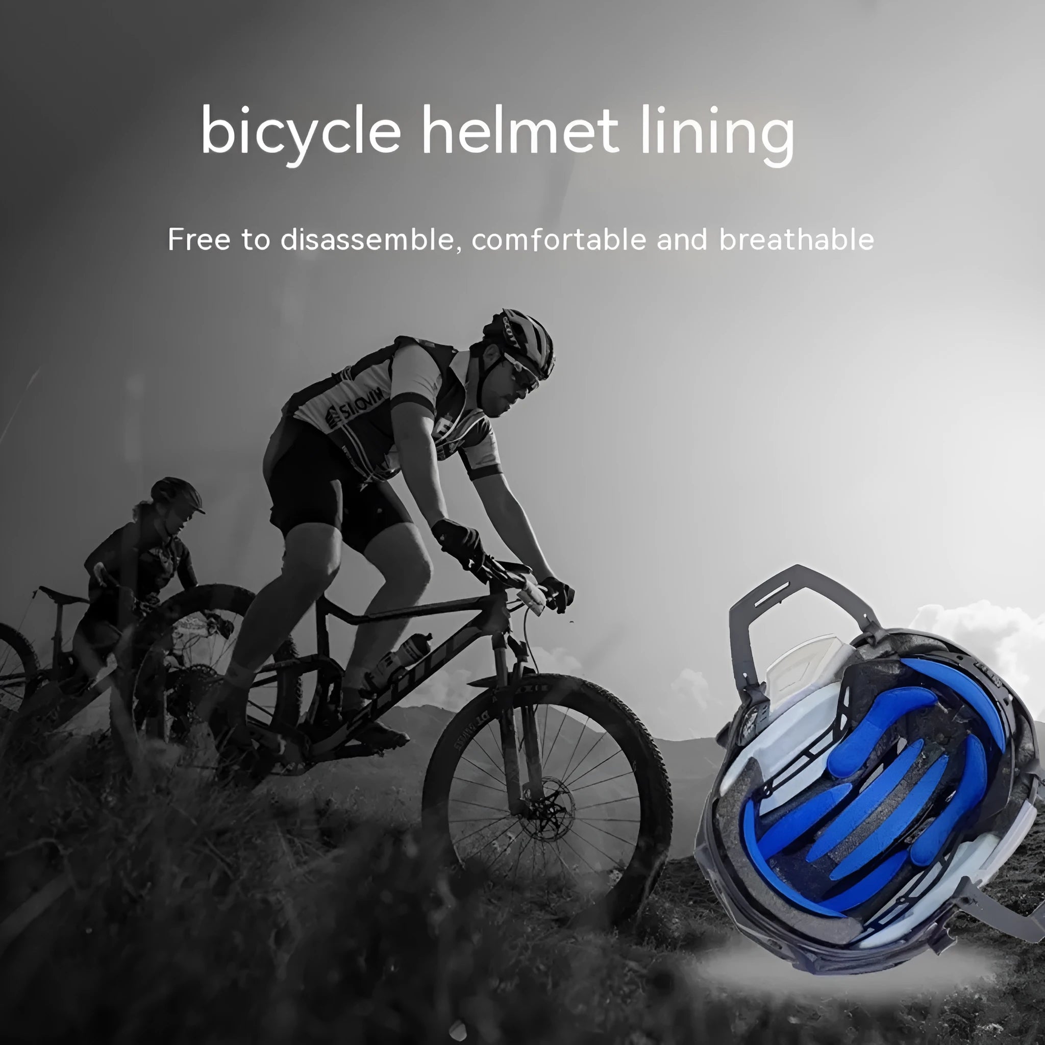 Universal cycling helmet breathable sponge liner with Velcro chin strap in multiple colours