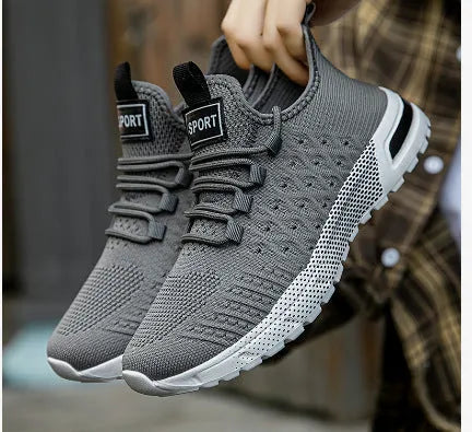 Men's solid colour casual shoe with mesh upper in Army Green on a white background