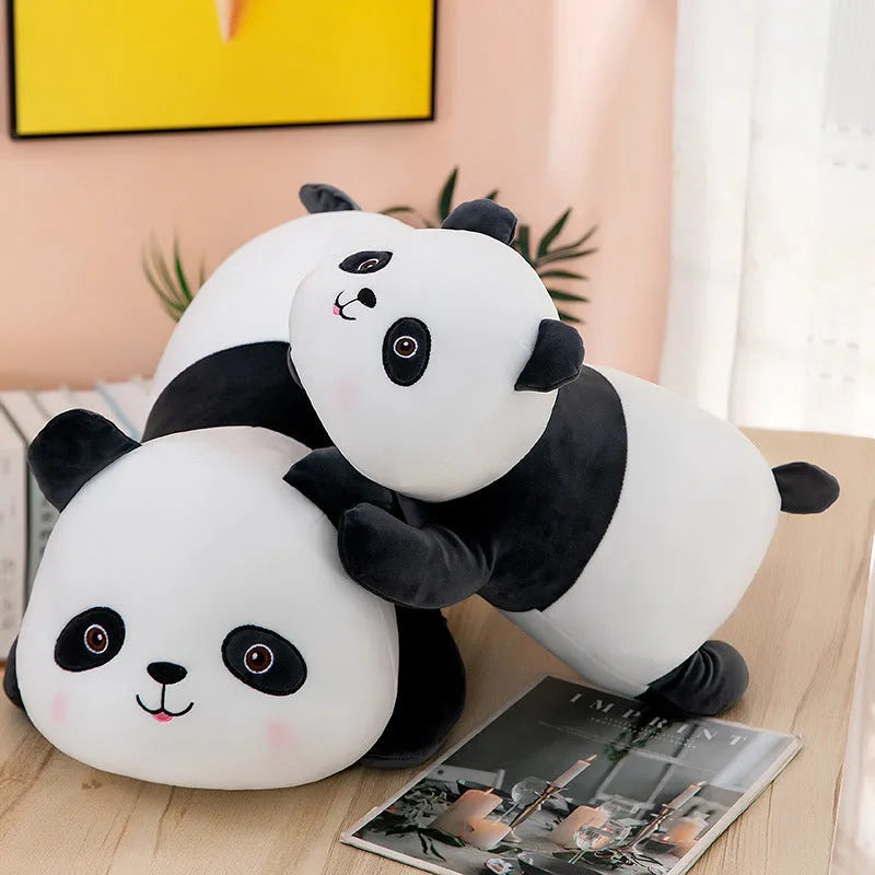 Panda plush toy with down cotton filling and spandex cover, available in 45cm, 60cm, and 80cm heights.