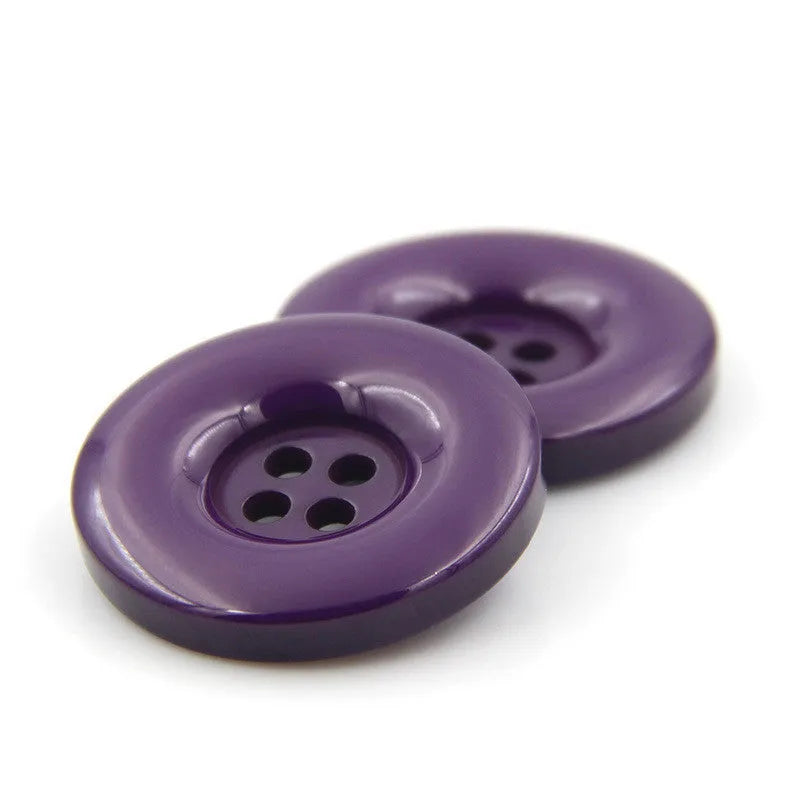 Round resin buttons for clothing accessories in multiple colours and sizes from 15mm to 28mm