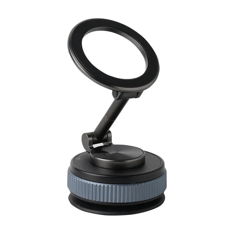Car navigation suction cup folding mobile phone bracket in black on car dashboard