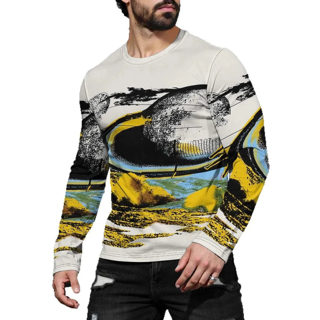 Men's long sleeve round neck pullover in milk silk fabric available in multiple colours