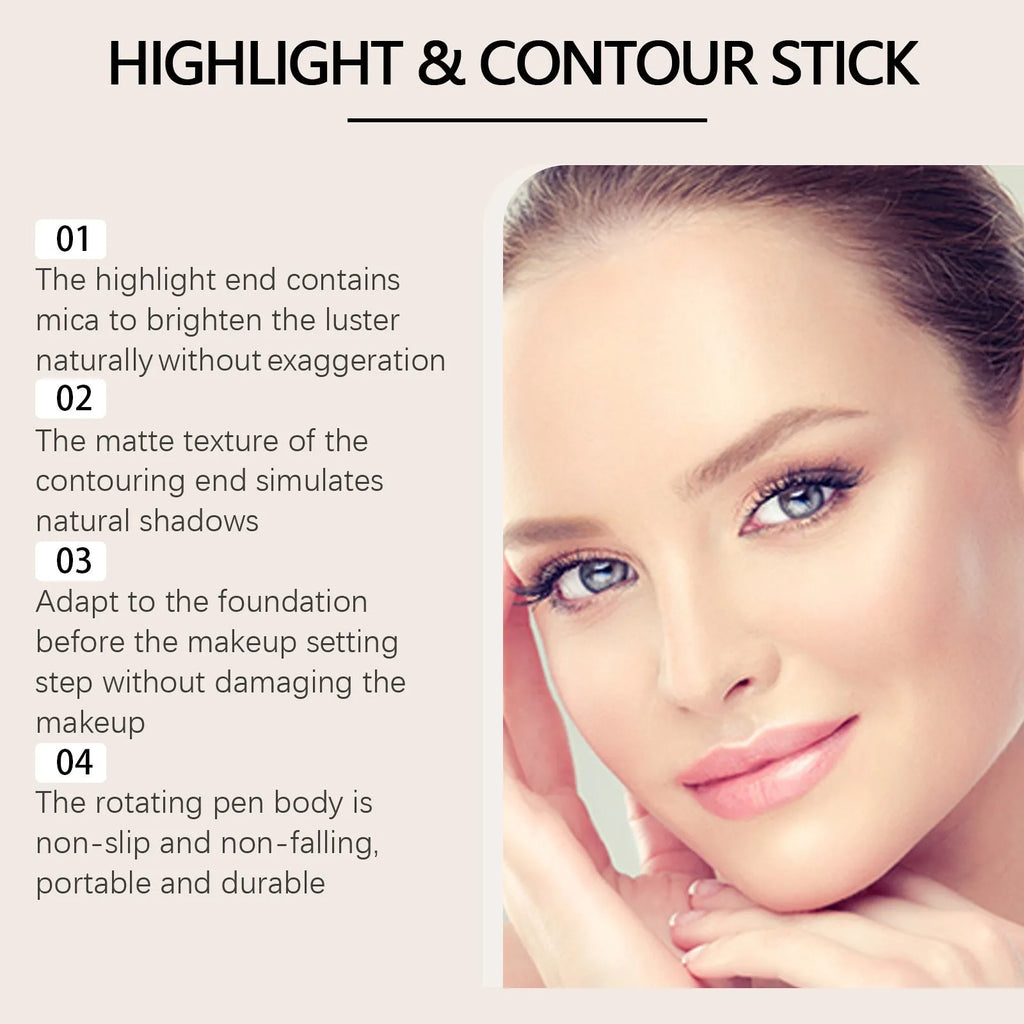 7g dual-ended cream highlight and contour makeup stick in three colour options