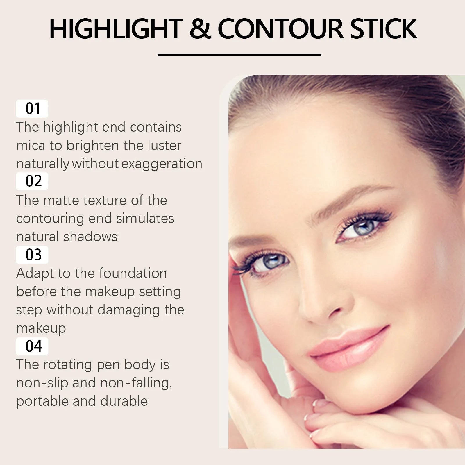 7g dual-ended cream highlight and contour makeup stick in three colour options