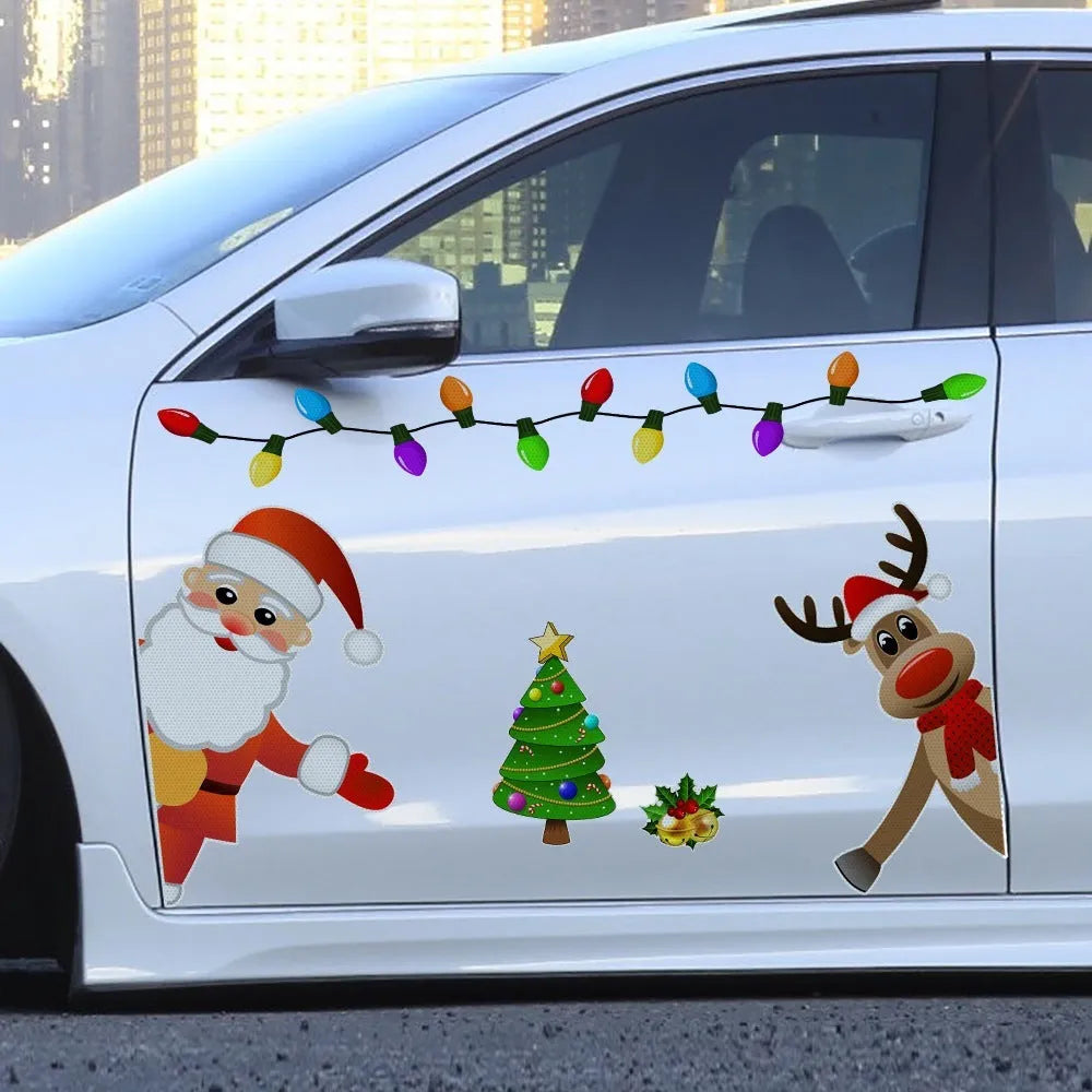 Medium size reflective elk magnetic Christmas car sticker with RFM025 6-thread colour pattern