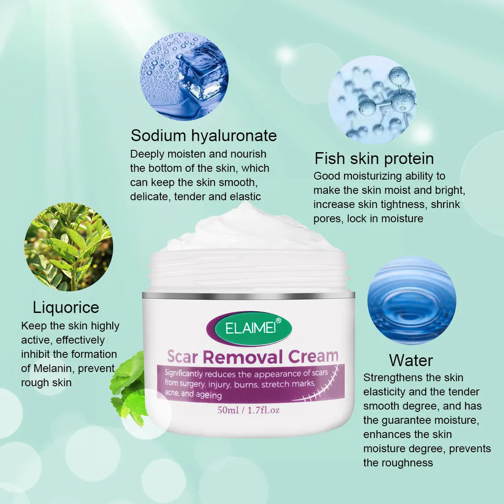 Scar removal cream tube 50g with crocodile peptide extract for face and body scar repair