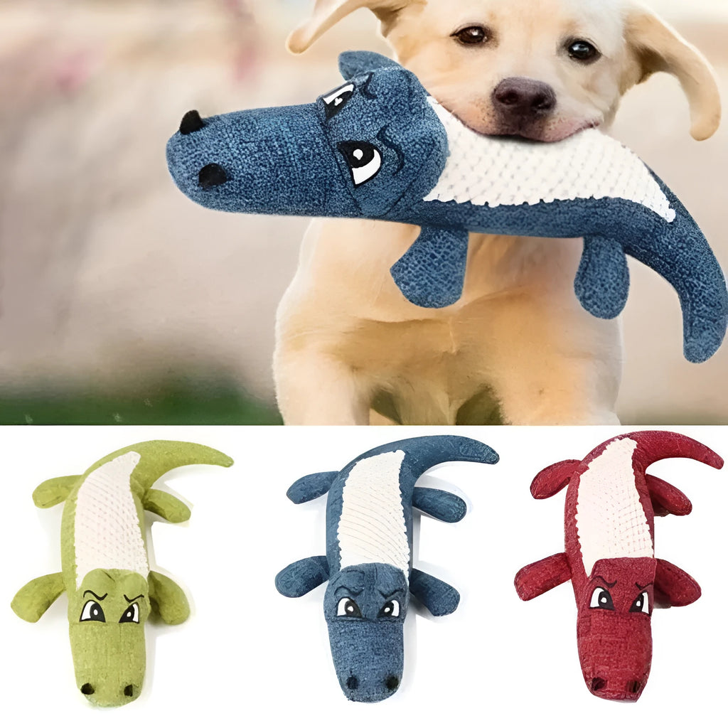 Blue pet plush chew toy with corn grid pattern and squeaker for cats and dogs