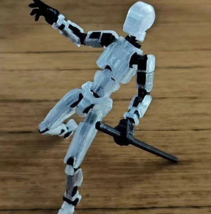 Posable 3D printed action figure mannequin toy with multi-jointed design for customizable poses and actions