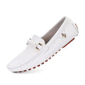 Plus-size men's loafer-style moccasins in black with open toe, second-layer cowhide upper, and low heel