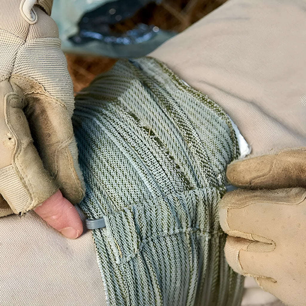 Portable hemostatic bandage kit with roll of tactical gauze tape for first aid and outdoor use.