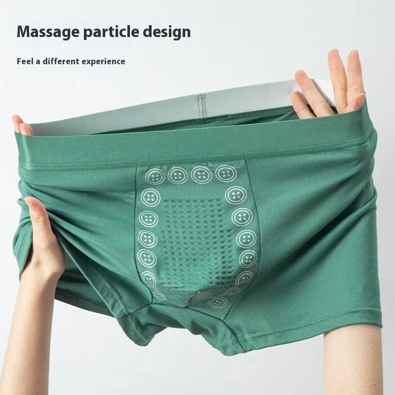 Men's massage particle underwear in mid-waist design with solid colour options