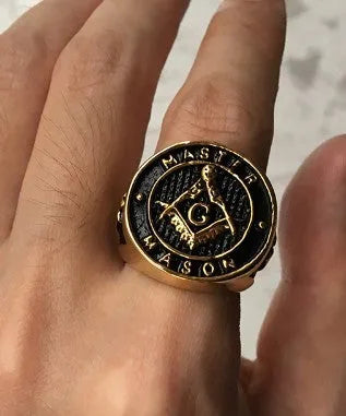 Men's Masonic ring in real 316L stainless steel with gold body, models 12#, 8# and 9#
