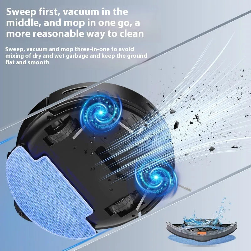 Intelligent sweeping machine vacuum cleaner in black colour with remote control