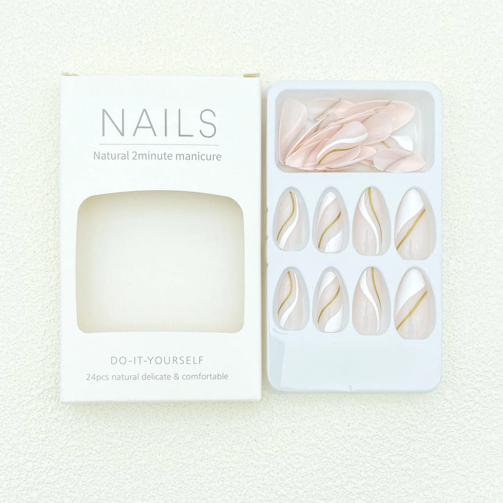 Golden Lines plaid pattern nail sticker on a plastic sheet with pot of JF0518 jelly glue.