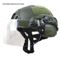 Tactical anti-riot helmet with transparent face shield and explosion-proof mask in Army Green colour
