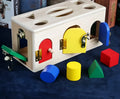 Wooden shape lock box educational toy for preschool children with twelve pieces
