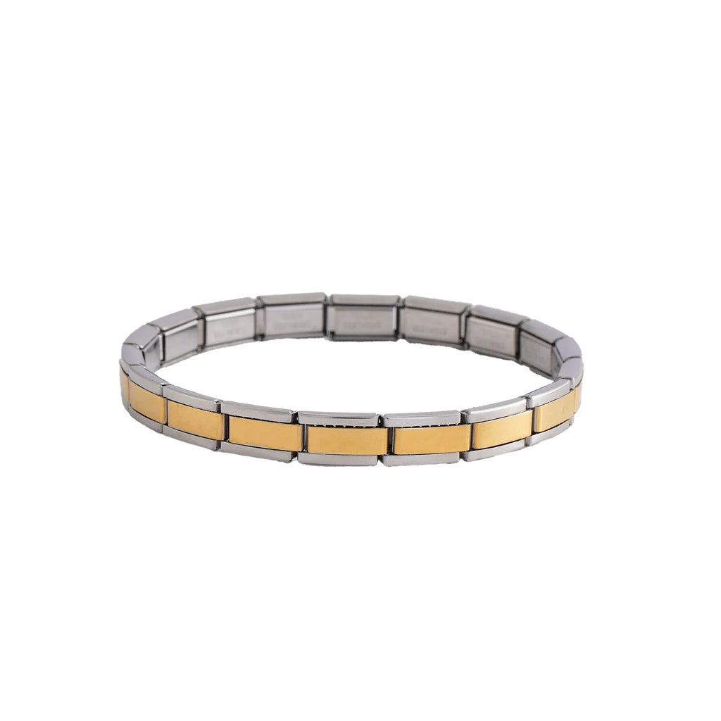Geometric stainless steel bracelet unisex ring style in four colours steel full gold half gold edge gold