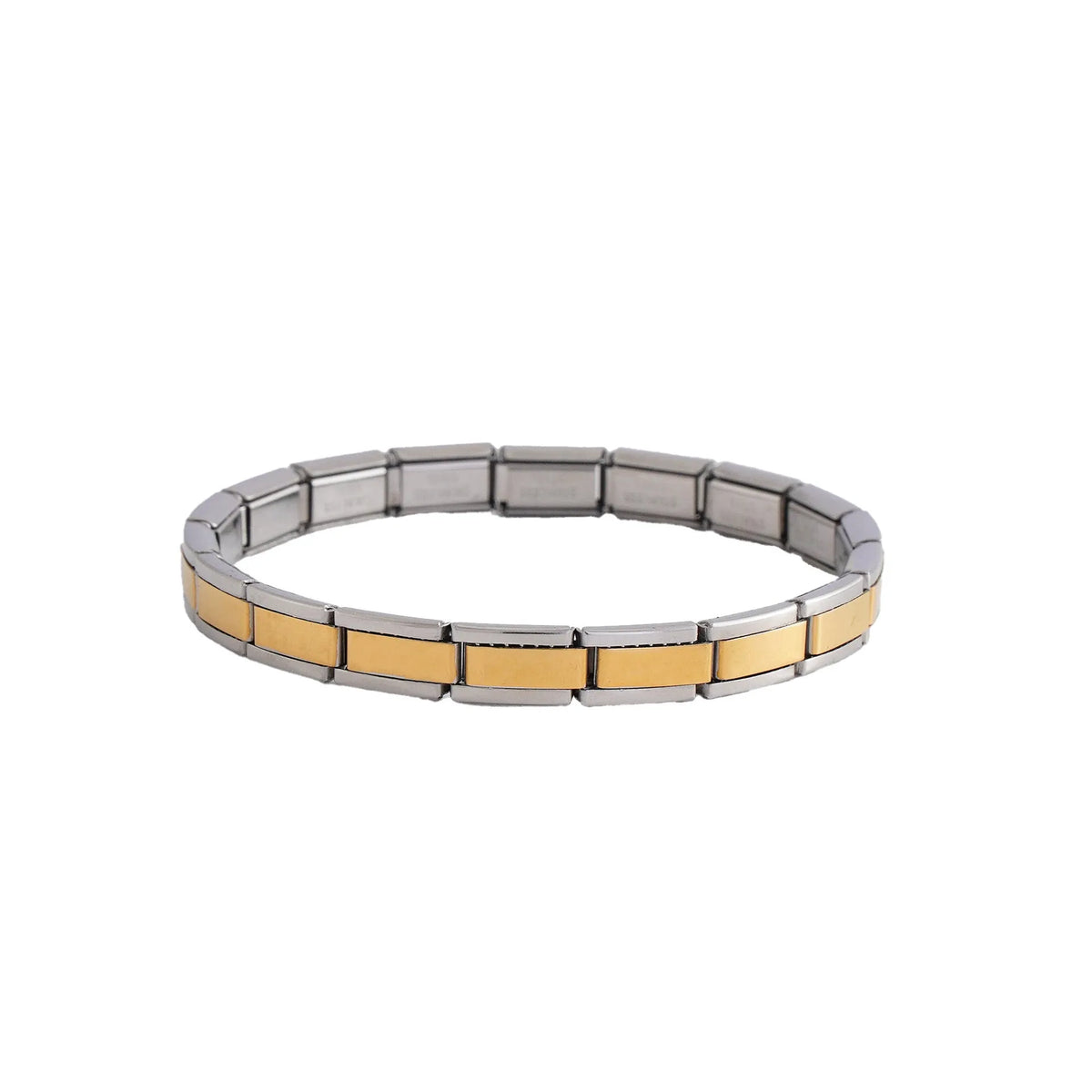Geometric stainless steel bracelet unisex ring style in four colours steel full gold half gold edge gold