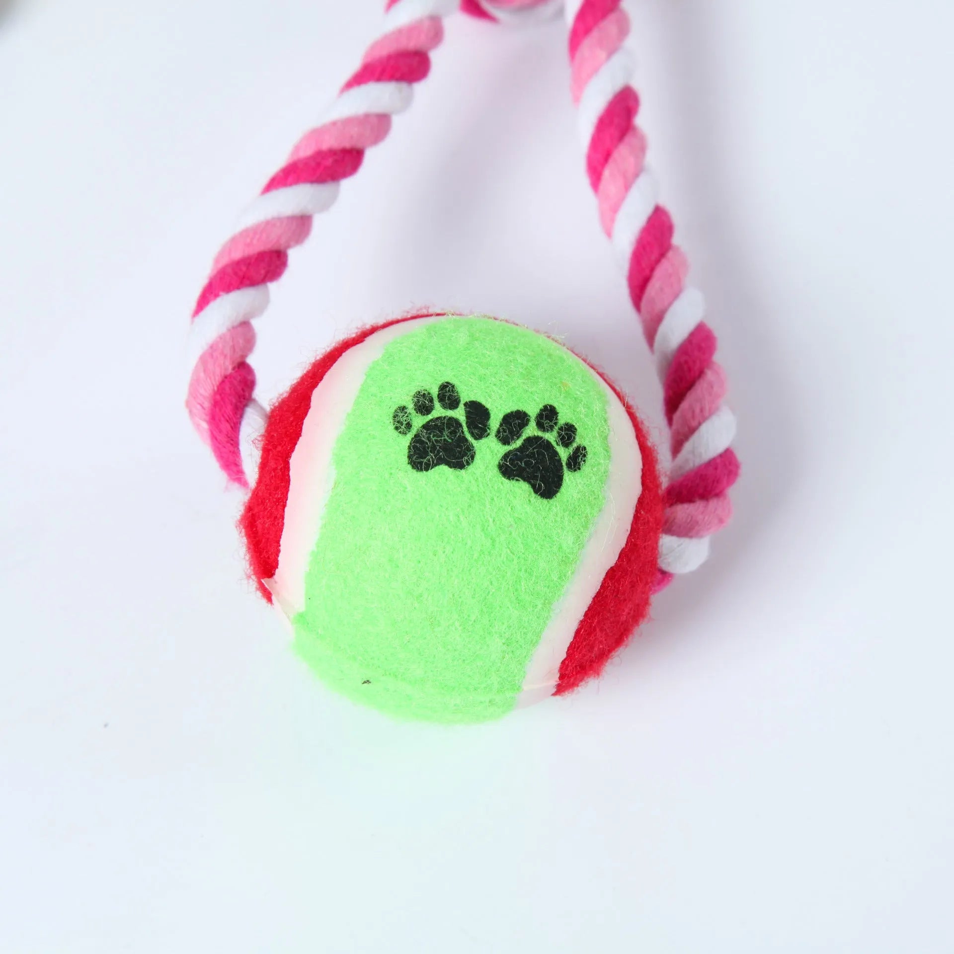 38cm long cotton string dog toy in red and white or blue and white colours for medium large breeds