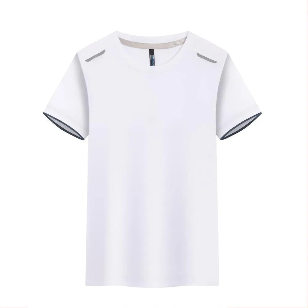 Round neck ice silk quick-dry short sleeve T-shirt for sports in multiple colours.