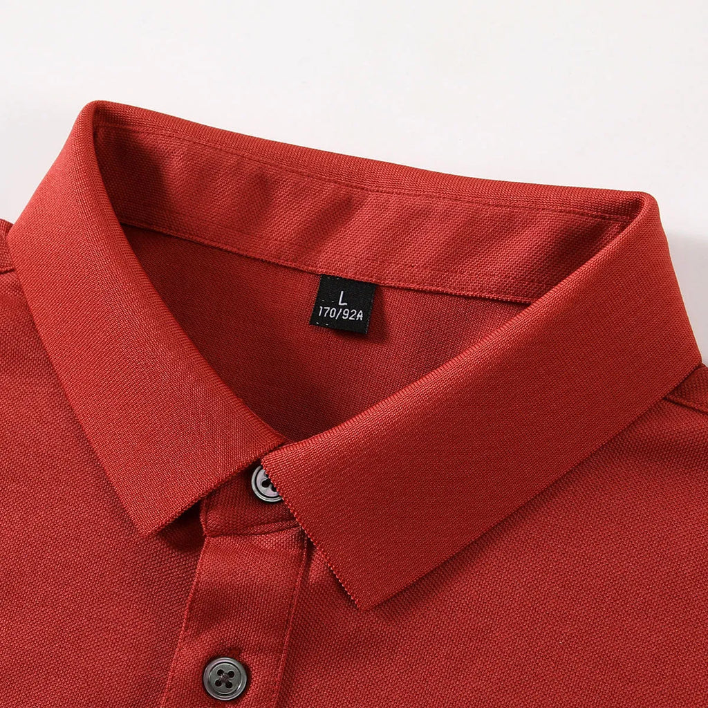 Short-sleeved lapel T-shirt in cotton silk blend fabric for business casual wear