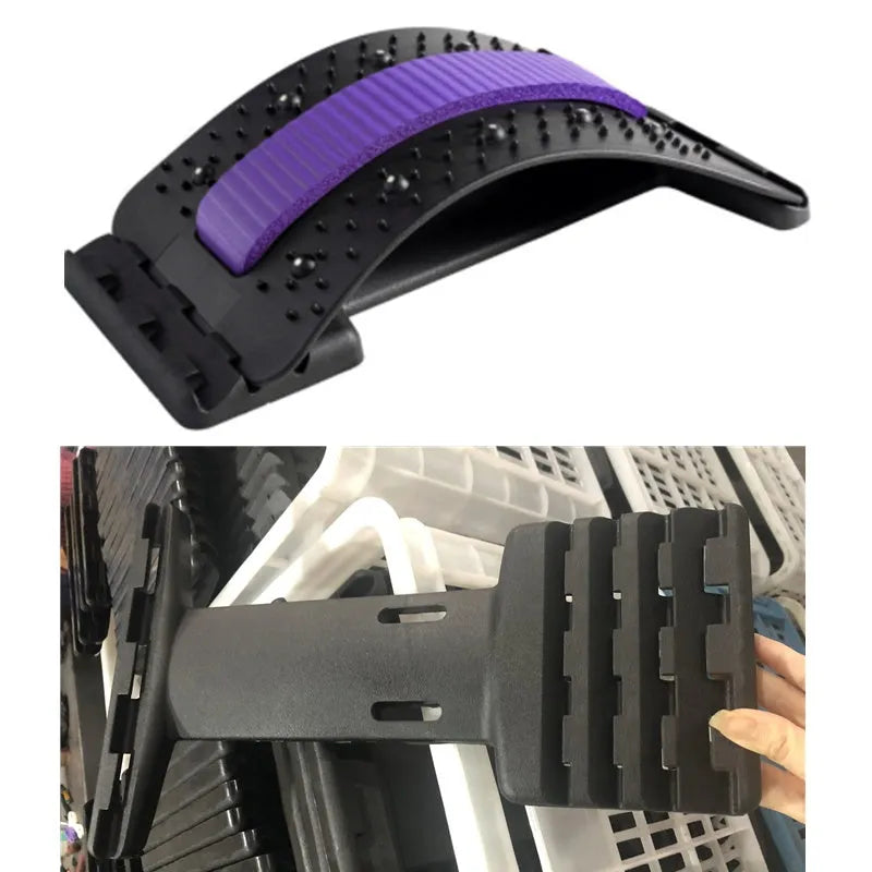 Adjustable back stretcher massager for waist back neck pain relief with multiple therapy modes