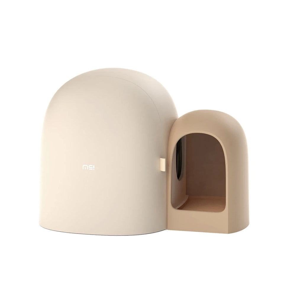 Fully enclosed oversized cat litter box in ABS plastic, shown in moss green colour.