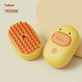 Pet Whale Small Yellow Duck spray massage comb in white, a dog bath brush made from ABS material