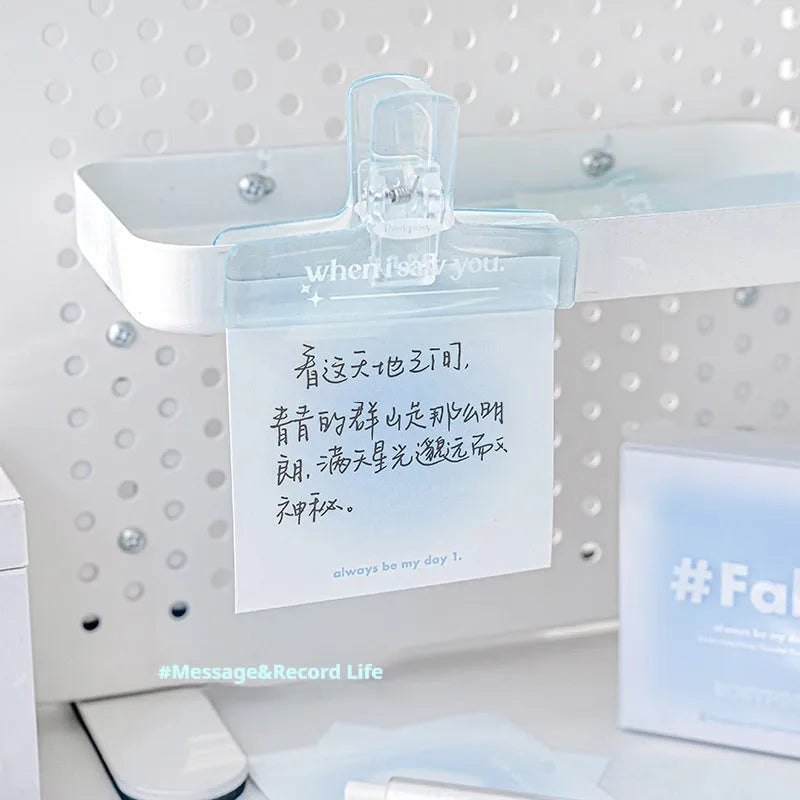 Square 70mm gradient colour multifunctional notepad showing sticky notes, plain paper, and parchment sheets.