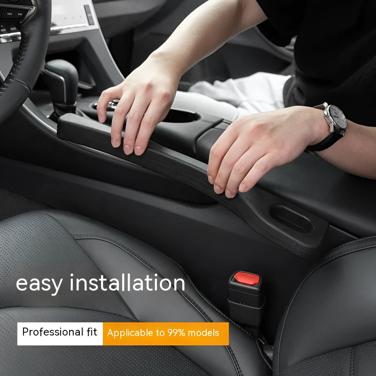 Car seat gap sealing strips in four colours with waterproof polyresin construction and integrated handle