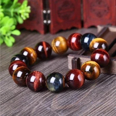 Handcrafted Tiger Eye Bracelet with Natural Crystal Stones and Buddha Beads