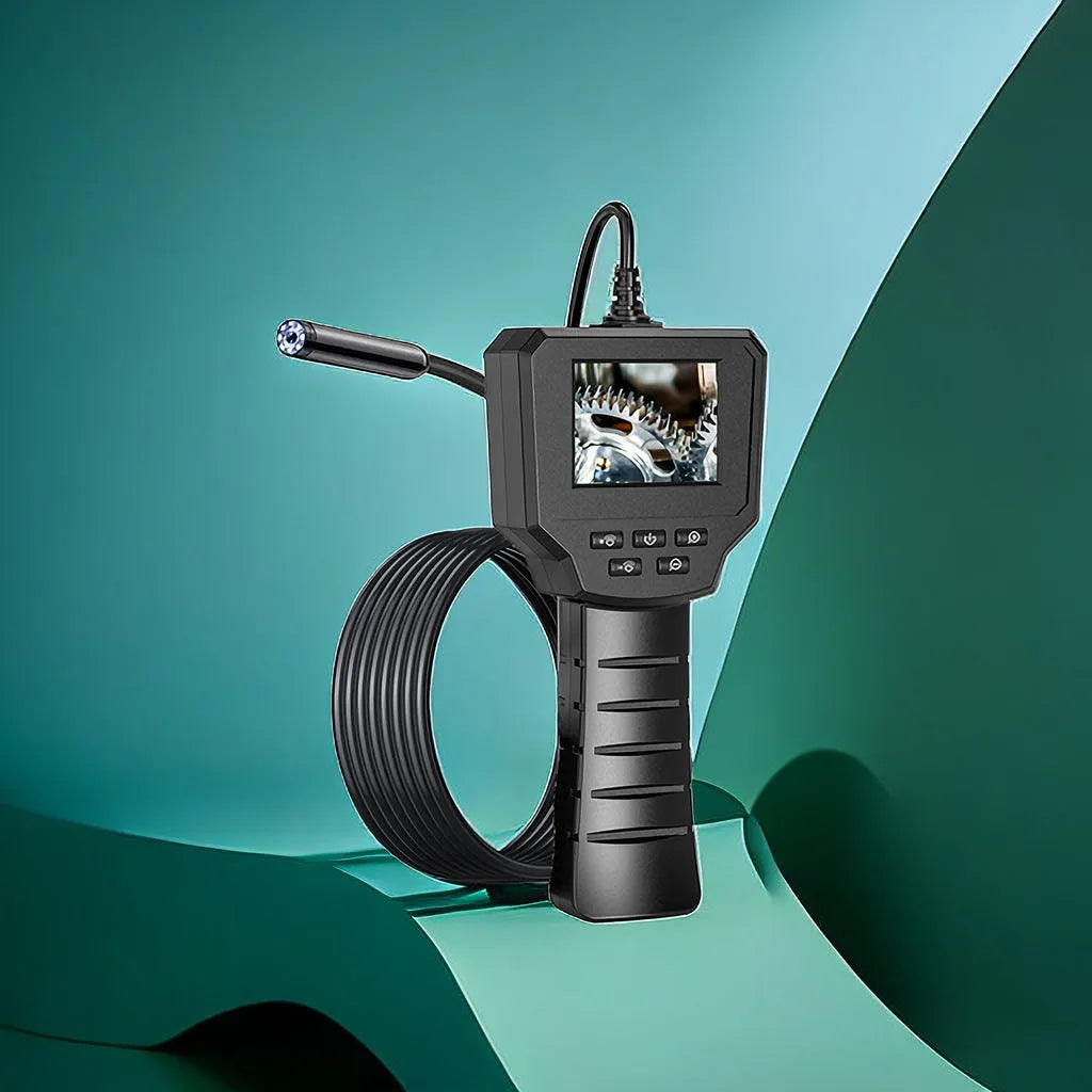 Waterproof HD inspection endoscope camera with 8mm diameter probe on a coiled black cable.
