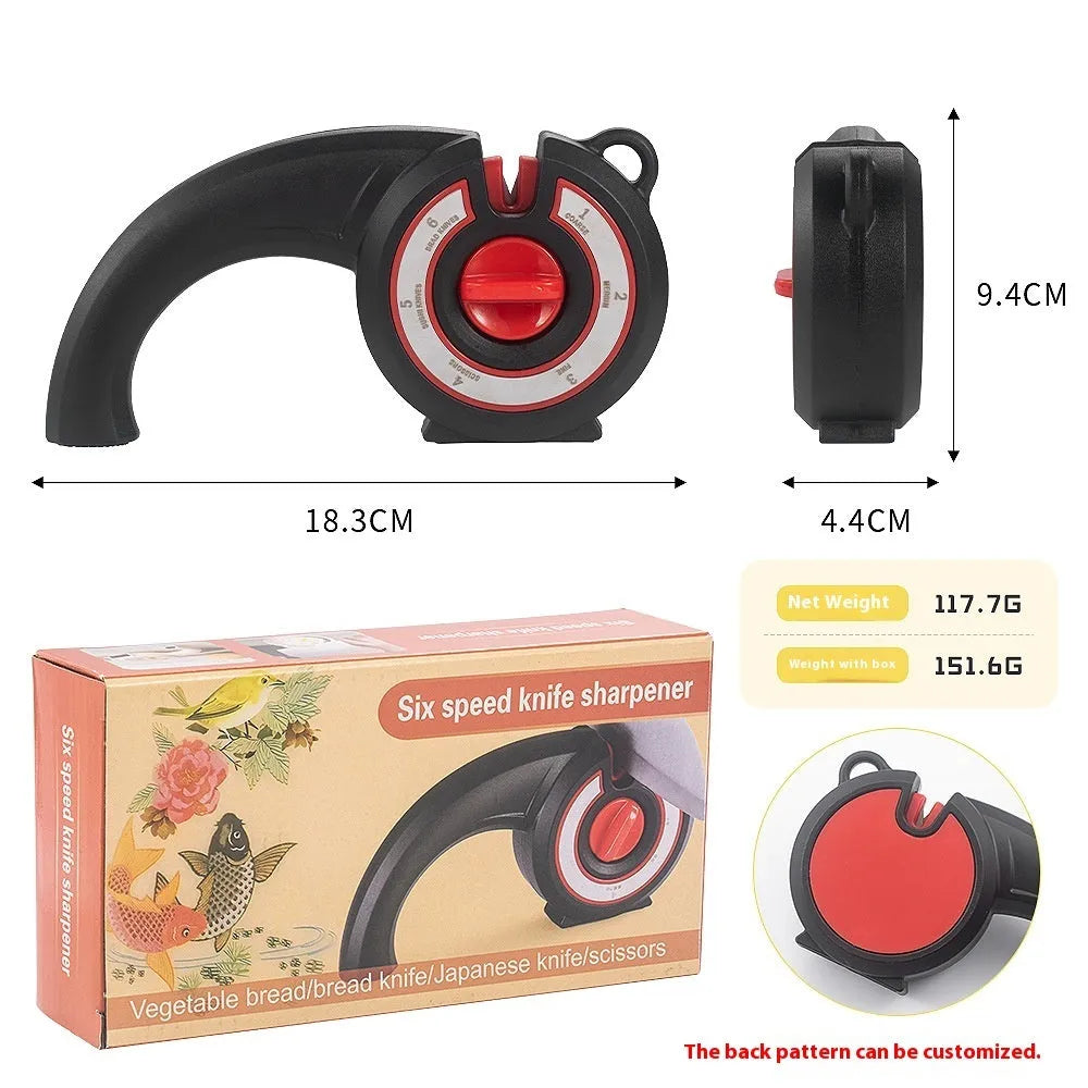 Six-in-one household multi-function sharpener for pencils, knives, and scissors in white colour