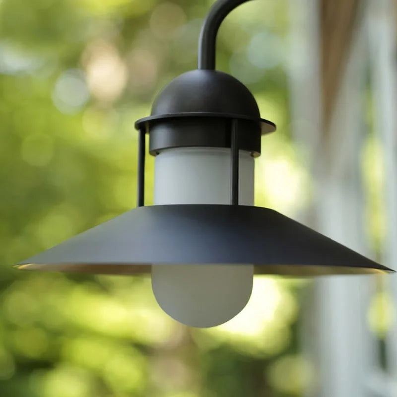 Minimalist retro outdoor waterproof wall lamp in black, 318mm wide, 85-265V single wall light
