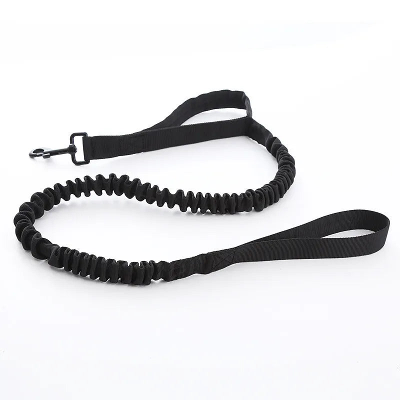 Tactical dog leash and matching collar in heavy-duty nylon with reflective stitching, available in four colour options for medium to large dogs
