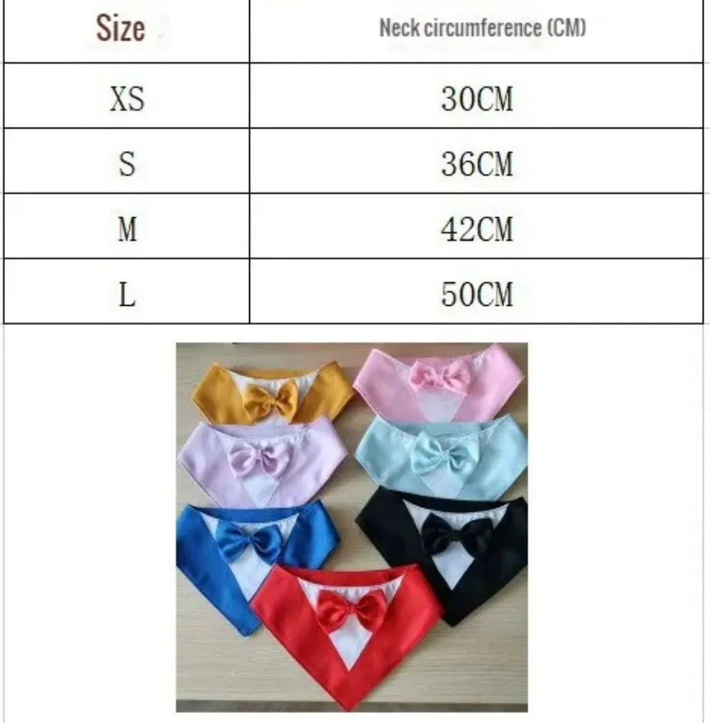Soft triangular pet bib scarf in a solid colour, shown with elastic loop for attaching to a dog collar.