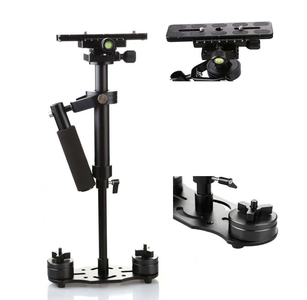 Black S40 and S60 aluminium alloy handheld camera stabiliser with adjustable height.