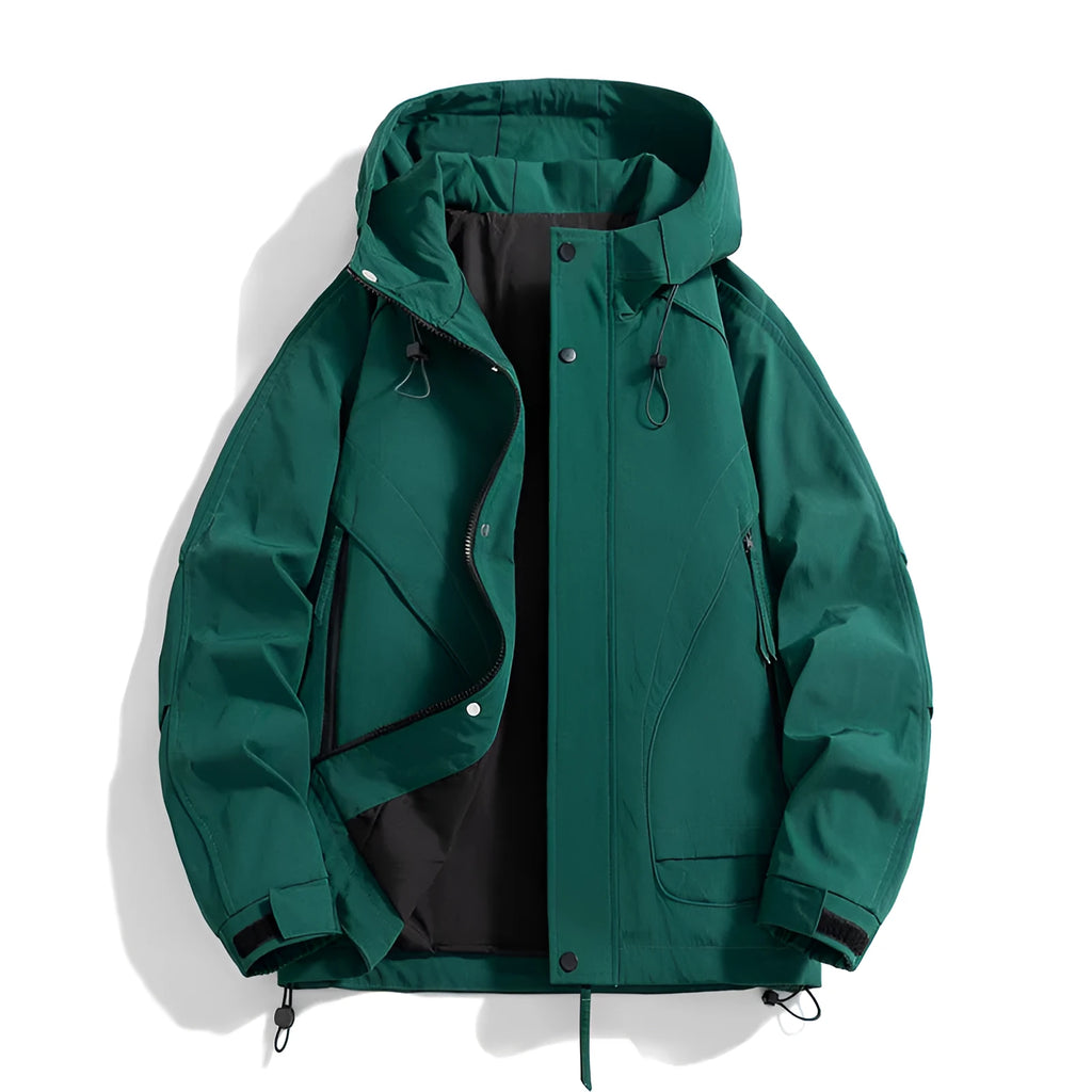 Rabbit fur modal hooded jacket in loose fit with zipper pockets and long sleeves