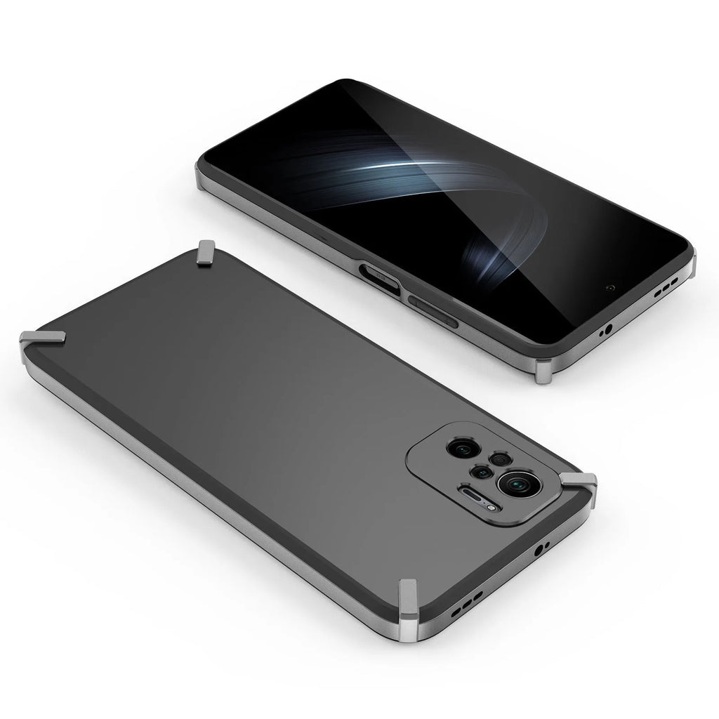 PC and TPU all-inclusive phone case for REDMI Note10 4G in tungsten steel black with metal sprayed frame