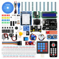 LAFVIN Arduino UNO R3 Super Starter Kit with blue board, components, and tutorial CD