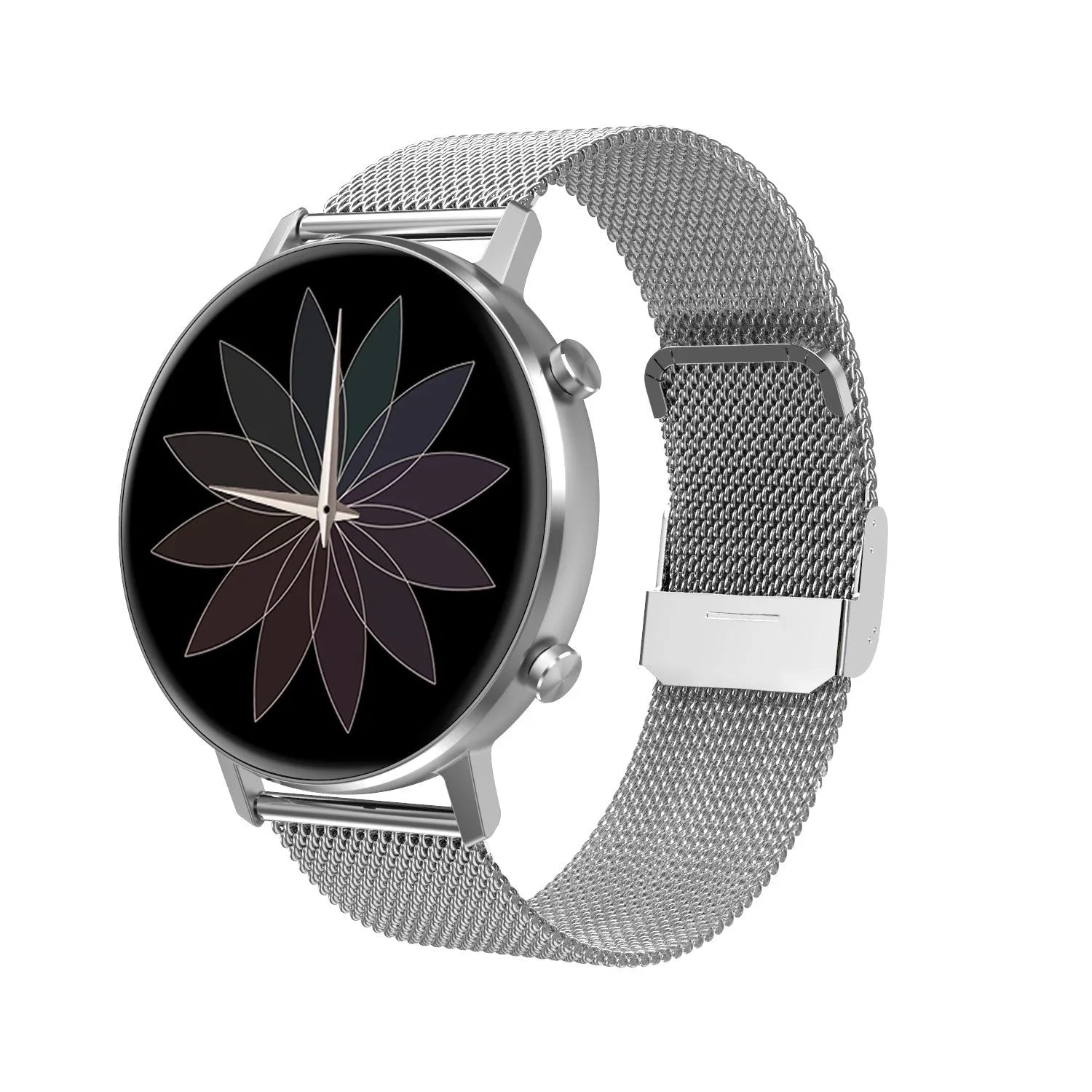 DT96 smart bracelet with 1.3-inch display on steel strap in black, rose gold, or silver colour options