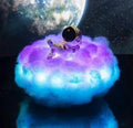 LED astronaut cloud night light with rainbow colours, wooden stand, 15x20cm size