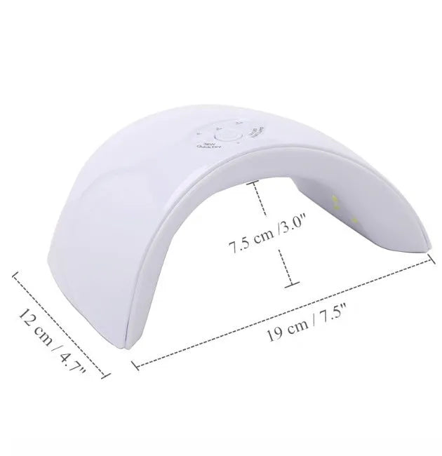 White 36W LED phototherapy nail lamp with 365 + 405nm wavelength and 190 x 120 x 75mm size